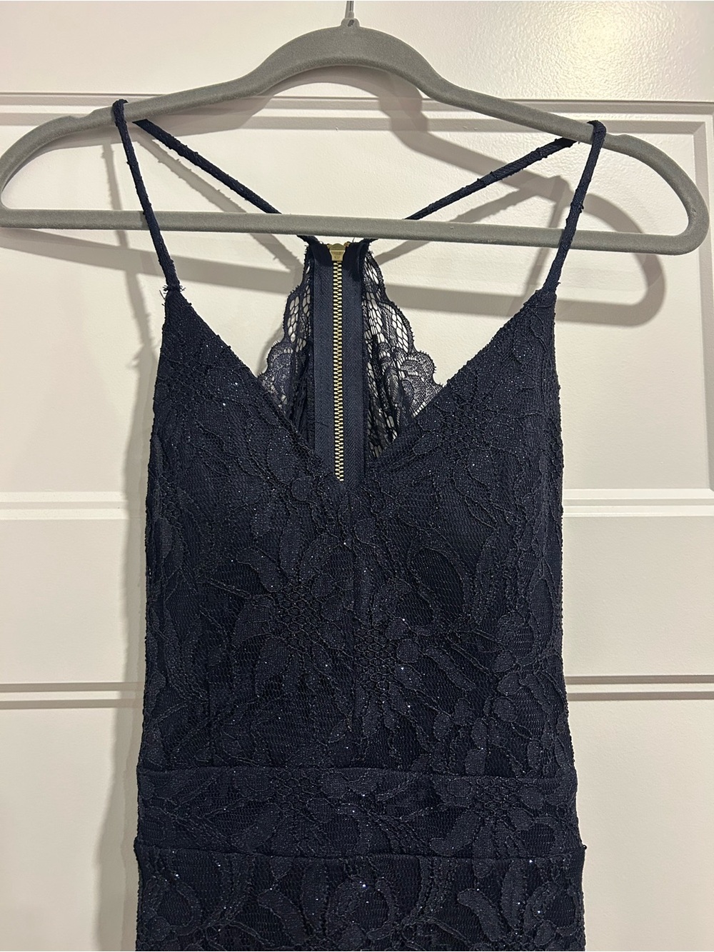 Betsey Johnson Navy Lace Midi Dress with Sparkle Accents - Picture 5 of 6